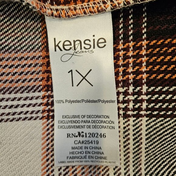 Kensie Womens Plaid Flannel Button  Jacket Pockets Work gorpcore outdoor shacket - Picture 13 of 15